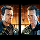 Artist Cuyler Smith's artwork of Arnold Schwarzenegger and Robert Patrick as their Terminator 2 characters.